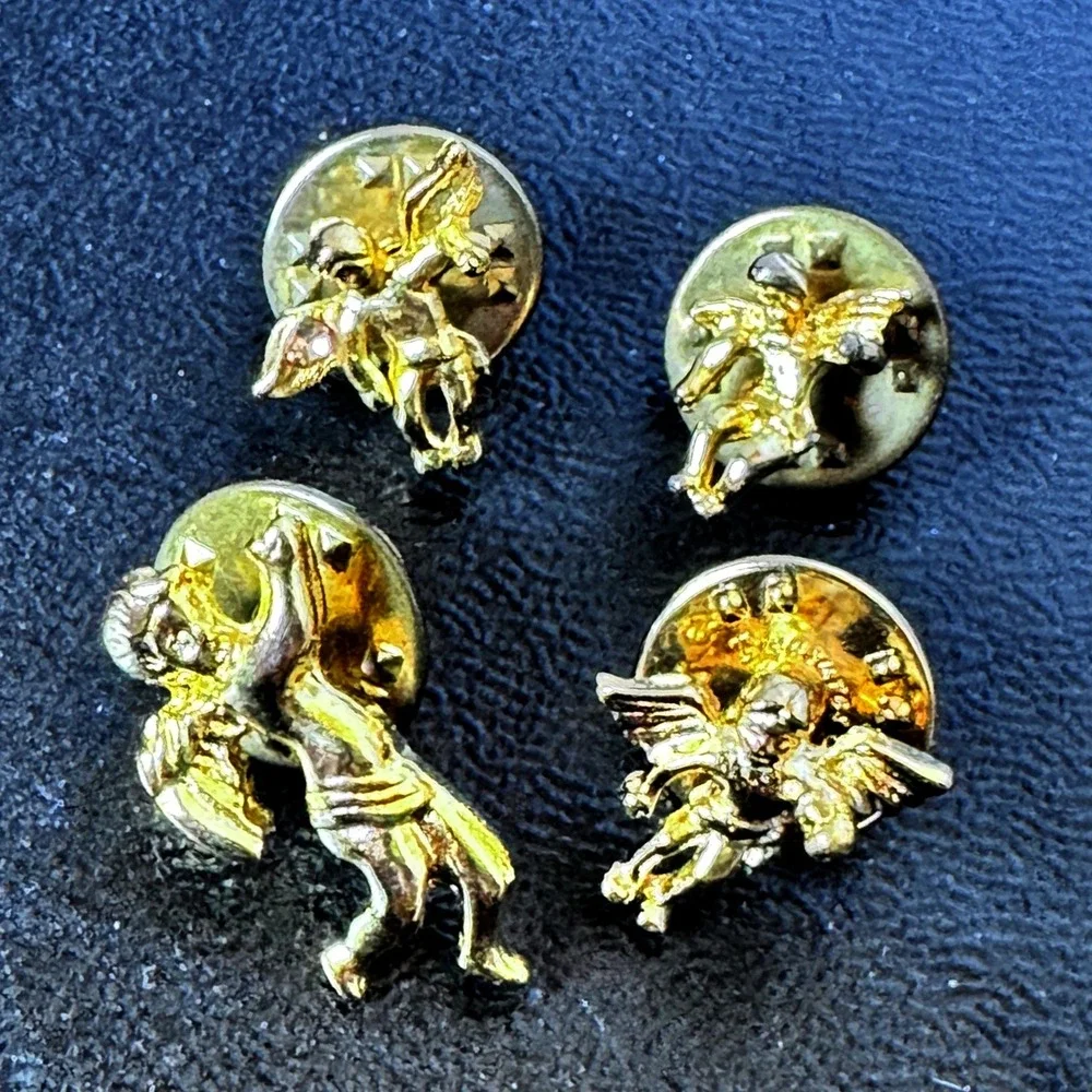 Vintage Angel Cherub Tie Tack Pins Lapel Lot Gold Tone Brooch Religious‎ Wings